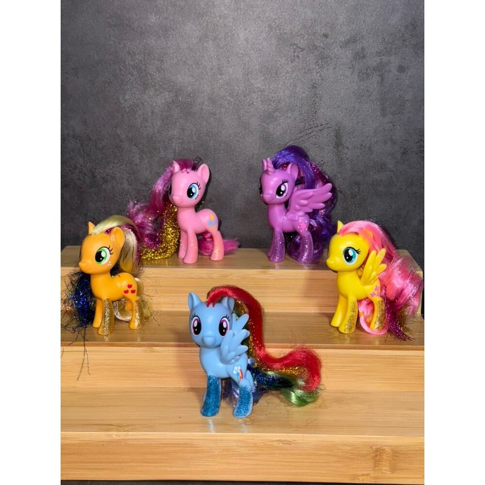 My Little Pony G4 Applejack, Twilight, Flutter, Pinkie, Rainbow Tinsel Glitter